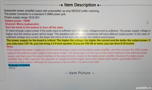 Amplificator Subwoofer 100w  - imagine 2