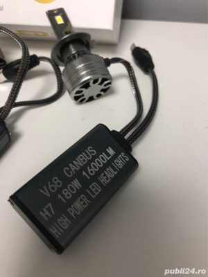 Set 2 becuri LED H7 V68 Tudis, Canbus, 180W, lumina alb-rece, 16.000 lumeni, fara eroare - imagine 5