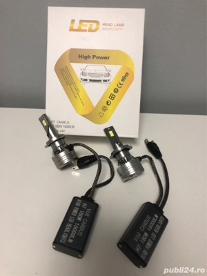Set 2 becuri LED H7 V68 Tudis, Canbus, 180W, lumina alb-rece, 16.000 lumeni, fara eroare