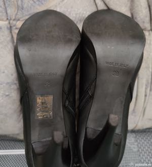 Cizme scurte cu toc piele naturala negre nr 38 Baldinini Italia - imagine 4