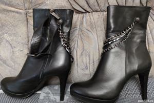 Cizme scurte cu toc piele naturala negre nr 38 Baldinini Italia - imagine 7