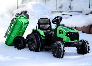Tractoras electric cu remorca Kinderauto SX2068 2x 45W, roti MOI Green - imagine 2