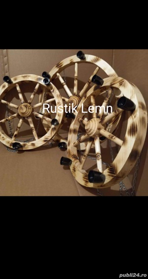 Lustre candelabre din lemn rustice  - imagine 3