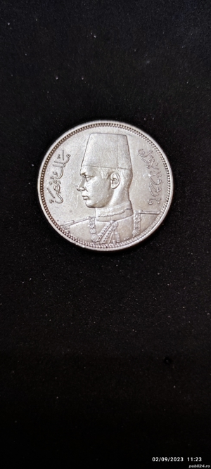 Moneda argint 5 Qirsh (Piastres), EGIPT, 1939 - imagine 3