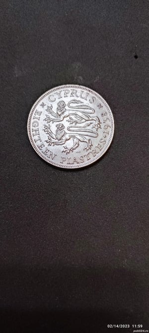 Moneda argint 18 Piastres, CIPRU, 1938 - imagine 2