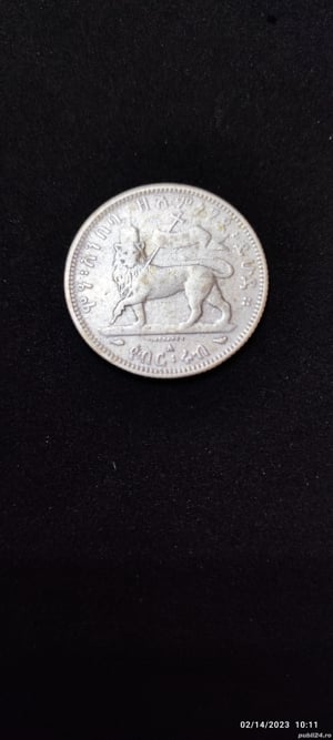 Moneda argint 1:4 Birr, ETHIOPIA, 1887 - imagine 2