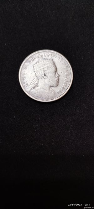 Moneda argint 1:4 Birr, ETHIOPIA, 1887 - imagine 3