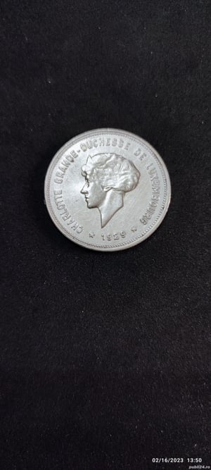 Moneda argint 5 Francs, LUXEMBURG, 1929 - imagine 3