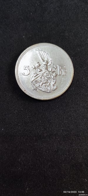 Moneda argint 5 Francs, LUXEMBURG, 1929 - imagine 2
