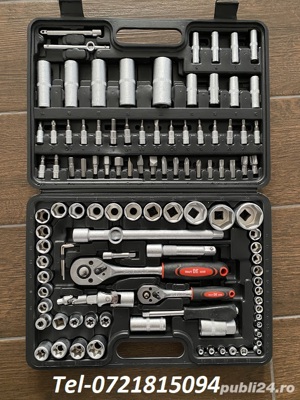 Trusa chei tubulare si cliket 108 piese chrome vanadium  - imagine 5