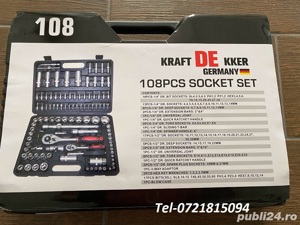 Trusa chei tubulare si cliket 108 piese chrome vanadium  - imagine 4