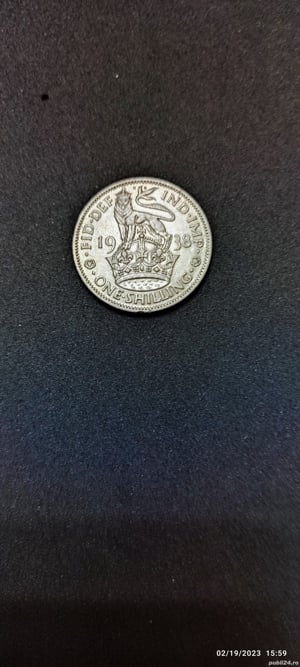 Moneda argint 1 Shilling, MAREA BRITANIE, 1938 - imagine 2