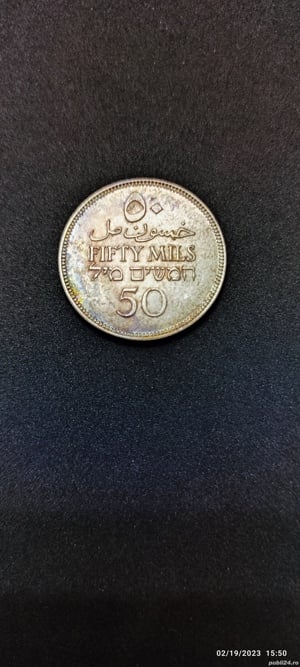 Moneda argint 50 Mils, PALESTINA, 1935 - imagine 2
