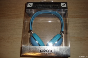 casti cu microfon oxo platinum albastru cablu mufa jack