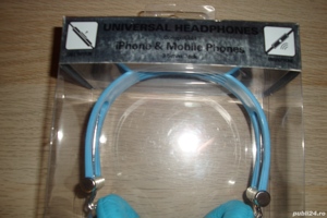 casti cu microfon oxo platinum albastru cablu mufa jack - imagine 2