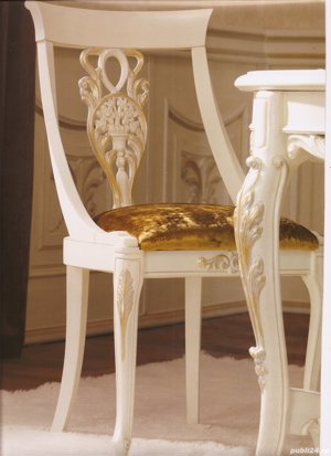 Vand masa rotunda cu 4 scaune tapitate noi - fabricate in Italia - imagine 3