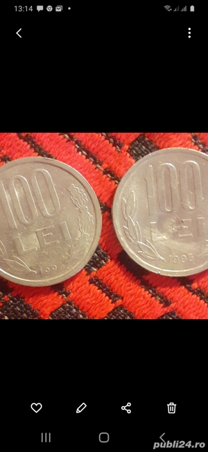 Moneda 100 lei 1993 si 1994 - imagine 2