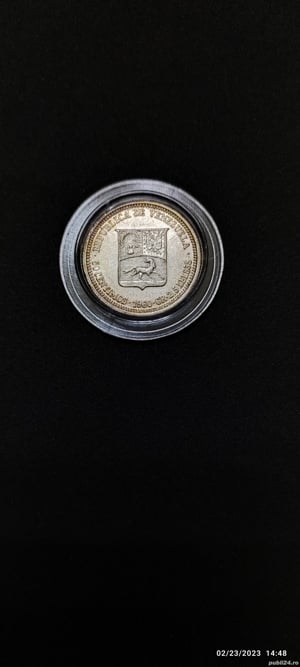 Moneda argint 50 Centimos, VENEZUELA, 1960 - imagine 2