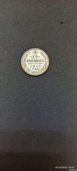 Moneda argint 10 Kopeki, RUSIA, 1911 - imagine 2