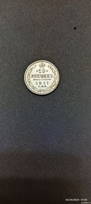 Moneda argint 10 Kopeki, RUSIA, 1911 - imagine 3