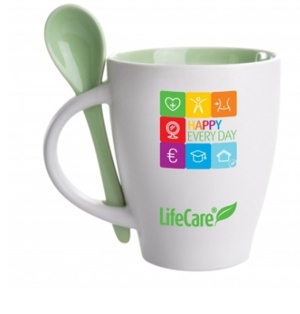 CANĂ ceramică, cu linguriță 