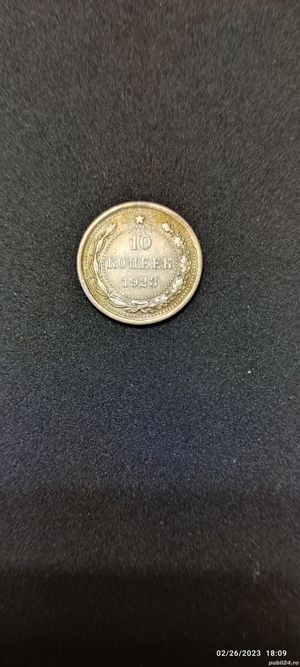 Moneda argint 10 Kopeek, RUSIA (RSFSR), 1923 - imagine 2