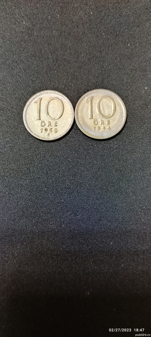 Monede argint 10 Ore, SUEDIA, 1944, 1950 - imagine 2