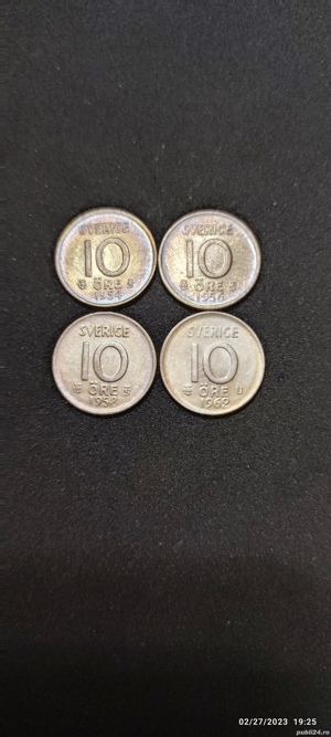 Monede argint 10 Ore, SUEDIA, 1954, 1956, 1958 - imagine 2