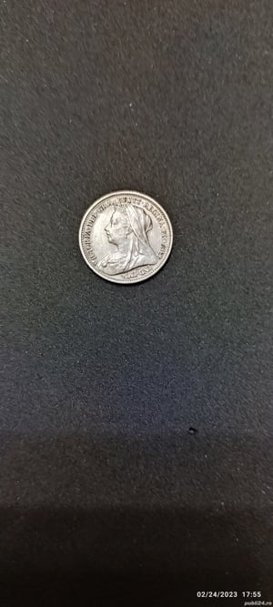 Moneda argint 3 Pence, MAREA BRITANIE, 1896 - imagine 5