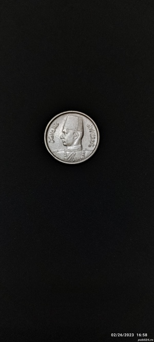 Moneda argint 2 Qirsh (2 Piastres), EGIPT, 1937 - imagine 3