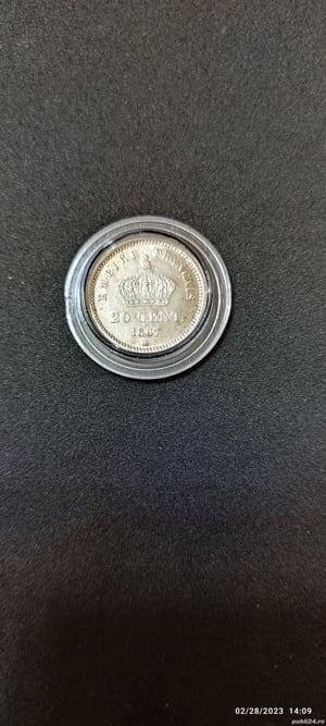 Moneda argint 20 Centimes, FRANTA, 1867 - imagine 3