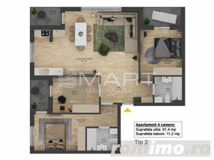 Apartament decomandat 4 camere 91mp  Doamna Stanca - imagine 3