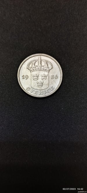 Moneda argint 50 Ore, SUEDIA, 1936 - imagine 3