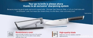 Vand Cutitul bucatarului 16.5cm + TEFAL Ever Sharp K2569004, Dual Pivot, NOU Pret 199 Lei - imagine 5