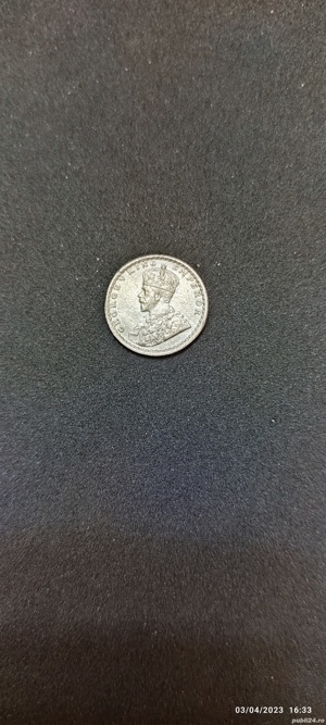 Moneda argint 2 Annas, INDIA, 1917 - imagine 4