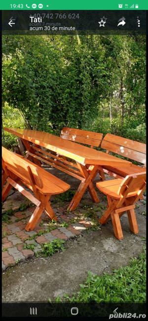 Mese, bănci, balansoare din lemn masiv  - imagine 2