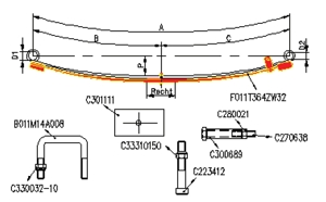 Set foi suplimentare pentru arc cu 1 - 3 foi autoutilitare 3-5 tone - imagine 2
