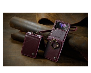 Husa piele fina cu inel si curelusa mana detasabila SAMSUNG Galaxy Z Flip3 5G Z Flip 4 modele diferi