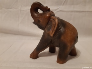 Elefant scluptat in lemn intreg Vintage  - imagine 9