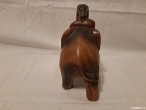 Elefant scluptat in lemn intreg Vintage  - imagine 3
