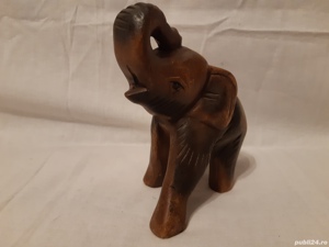 Elefant scluptat in lemn intreg Vintage  - imagine 6