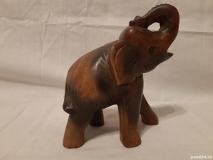 Elefant scluptat in lemn intreg Vintage  - imagine 7