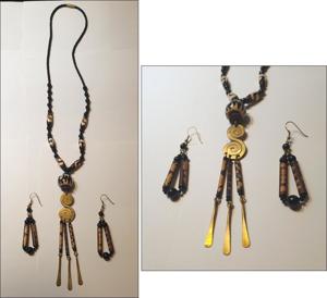 Colier din os cu elemente din alama + cercei (1)