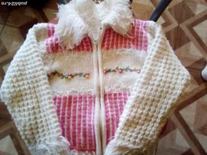 vand pulover alb cu roz pentru fetite 4-5 ani - imagine 2