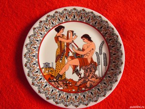 Grecia 1980  pictat manual"Apollo zeul artelor Daphne (Laura)" plate vintage -cadou rar
