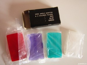 set nou filtre si adaptor Wide Angle& 3 Coloured Camera Filters Red  Blue  Green