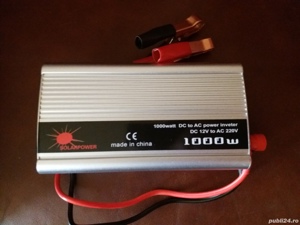 Invertor auto 12V 1000W putere pornire 2000W clesti 12V priza 220V. Pret 170 lei  Livrare gratis in  - imagine 5