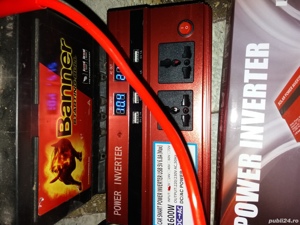 Invertor auto 12V 1000W reali putere pornire 2000W clesti baterie cabluri pentru bricheta auto 12V p - imagine 6