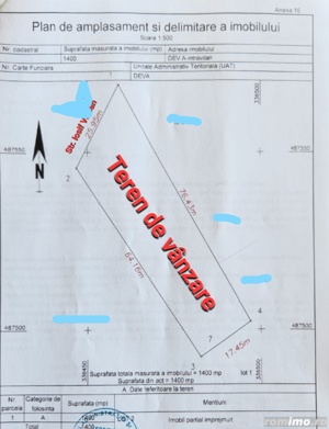 Vand teren intravilan in Deva, pe strada Iosif Vulcan, suprafata totala 1400 mp, gaz - imagine 5