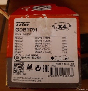 Set placute frana spate noi pentru Renault Megane, Scenic, Grand Scenic - imagine 2